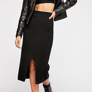 light pink free people skyline midi skirt